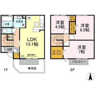 山口県岩国市周東町上久原【テラスハウス】の間取り