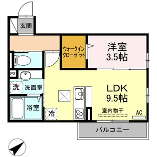 あすかレジデンス大竹【1階】の間取り
