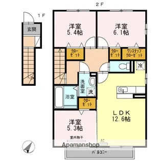 シャルマン志野A【2階】の間取り