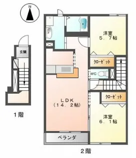 クレシア2【2階】の間取り