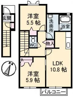 メゾン グリーンガーネット【2階】の間取り