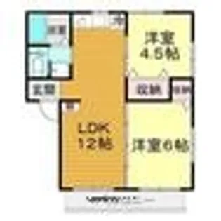 コンフレール大谷B【2階】の間取り