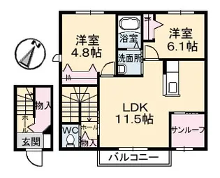 ミラ・グレース B棟【2階】の間取り