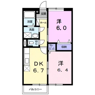 ベルフィーユ山手上A【2階】の間取り
