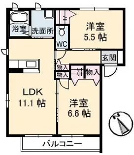 シャーメゾンひらい B棟【1階】の間取り