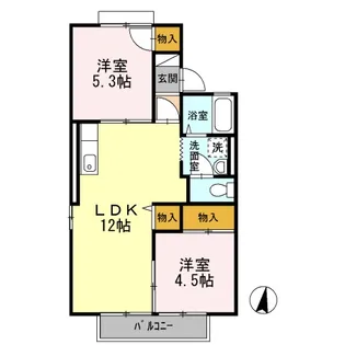 ボヌールS【1階】の間取り