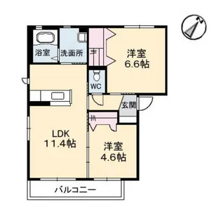 山口県山口市吉田【アパート】の間取り