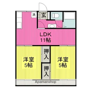 2LDKの間取り画像