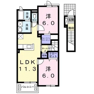 グレース新岩国【2階】の間取り