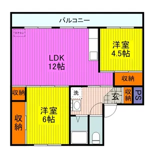 2LDKの間取り画像