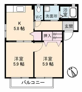 サンハイツ D棟【1階】の間取り
