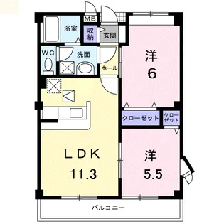 フィオーレB【1階】の間取り