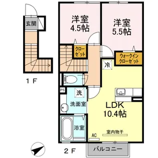 アイネヴェルト仁保津【2階】の間取り