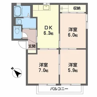 サンパティーク ロジュマン Ⅱ【1階】の間取り