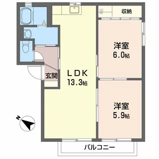 サンパティーク ロジュマン Ⅱ【2階】の間取り