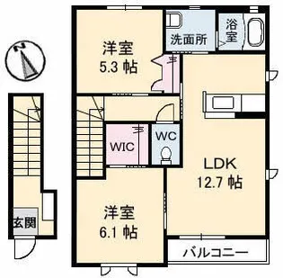 シャーメゾンエリル A棟【2階】の間取り