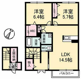 シャーメゾン赤坂 B棟【2階】の間取り