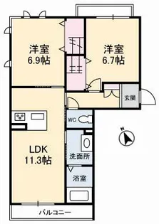 グランドソレイユ新山口【3階】の間取り