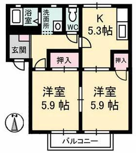 鴻南ハイツ【1階】の間取り
