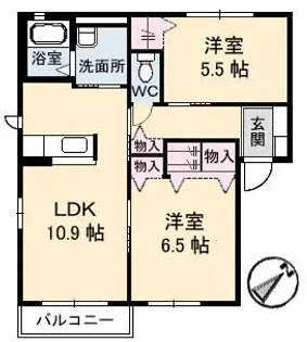 メゾンスカイヒルズ A棟【2階】の間取り