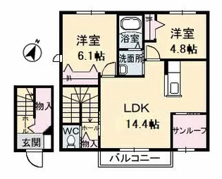 ミラ・グレース B棟【2階】の間取り