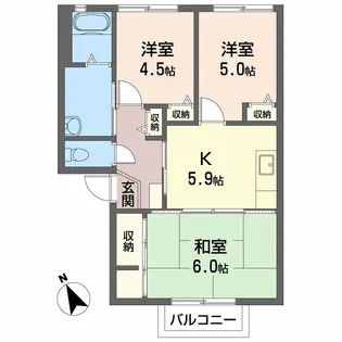クレインフィールドⅡ B棟【2階】の間取り
