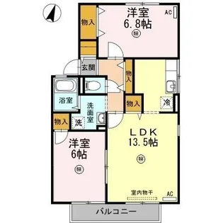 ハイカムール泉都町 A棟【2階】の間取り