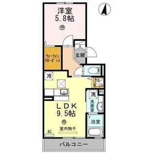 ウィルコート小郡給領町 C・D C棟【1階】の間取り