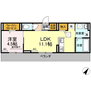 フェリオ新山口【1階】の間取り