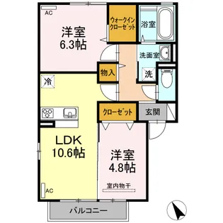 セジュール木の花【2階】の間取り