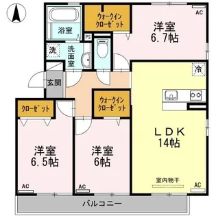 ウィルコート小郡給領町 A・B A棟【2階】の間取り