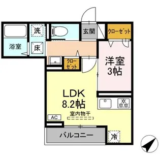 グランパセオ湯田【1階】の間取り