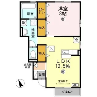 パープルティアラ A棟【A102号室】の間取り