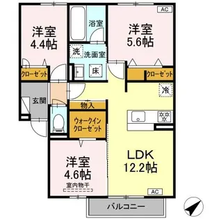アクエリアス泉都町【1階】の間取り