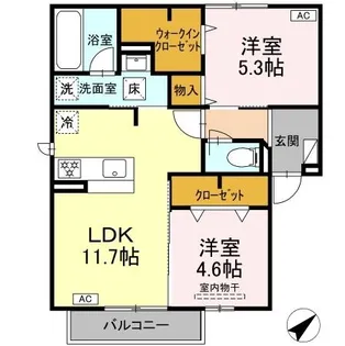 アクエリアス泉都町【1階】の間取り