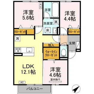 アクエリアス泉都町【1階】の間取り