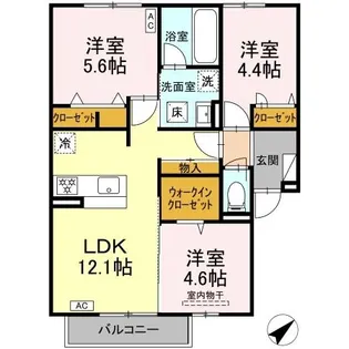 アクエリアス泉都町【1階】の間取り