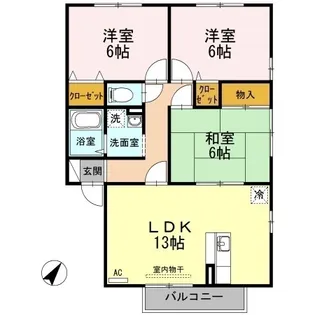 ウィルモア泉都町 B棟【1階】の間取り
