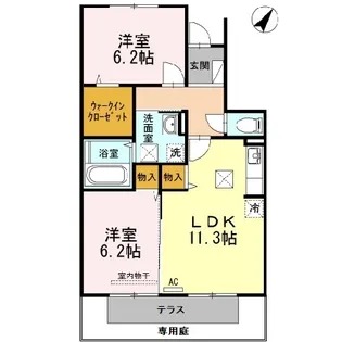 カーザ ナチュラーレ A・B棟【1階】の間取り
