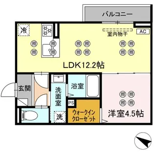 サンガーデン新山口 B【B106号室】の間取り