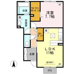 ウィット華城中央 B棟【1階】の間取り