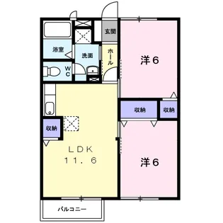 サンハイツハラダA【2階】の間取り