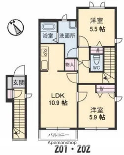 シャルマンラフォーレC棟【2階】の間取り