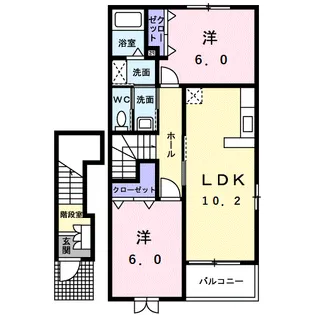 美祢パレス ジャガール B【2階】の間取り