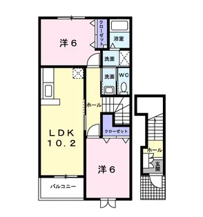 プラージュB【2階】の間取り