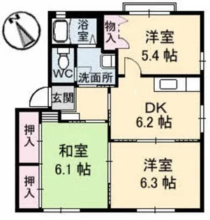 ディアス岡田 A棟【1階】の間取り