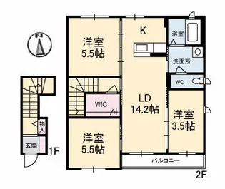 グランビュー C棟【2階】の間取り