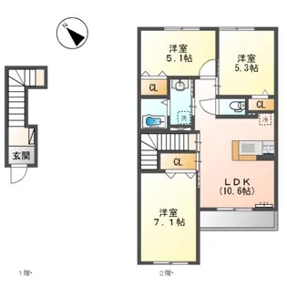 グレイス ヒル【202号室】の間取り