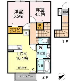 アイネヴェルト仁保津【2階】の間取り