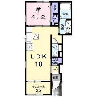 グリッタープレイス 翠【1階】の間取り